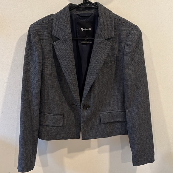 Madewell Women’s The Sutter Crop Blazer Whitfield Micro Check Jacket Size XXS - Picture 5 of 10